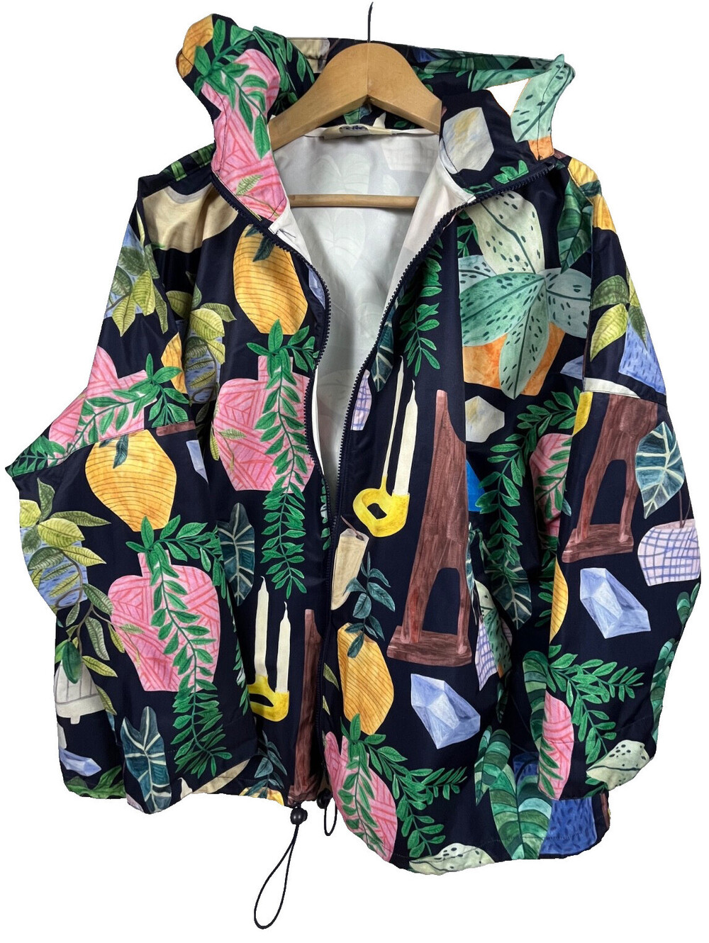 Gorman Winter 2020 Recycled PET Raincoat Oversized M/L Fits XL Hooded Art Print